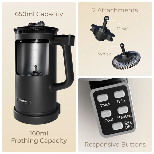 XECH Mycafe - Portable Coffee Maker & Frother in One - Black