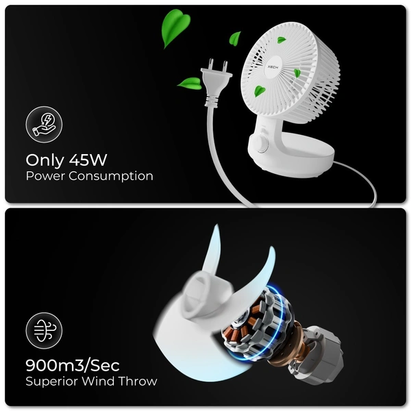 Xech Airwave Table Fan with Oscillation - White