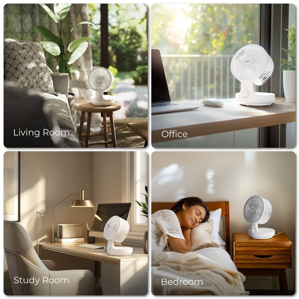 Xech Airwave Table Fan with Oscillation - White