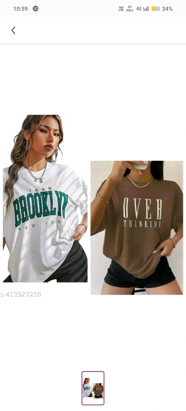 Stylish Printed Oversized Tshirts For Women Combo Of 2  - Web Orange, XXL