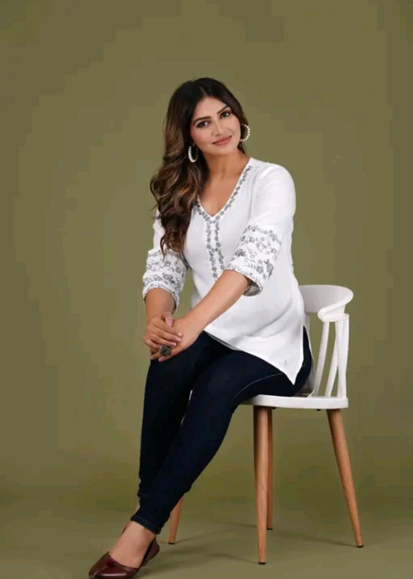 Short Kurti For Women  - White, S