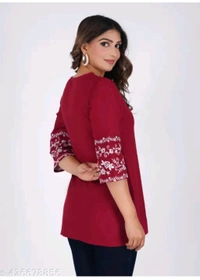 Short Kurti For Women  - Maroon, M