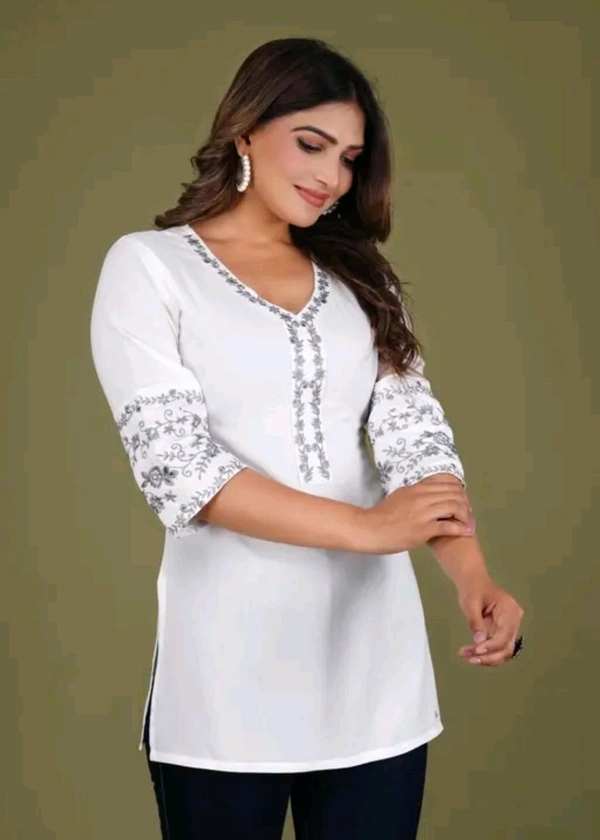 Short Kurti For Women  - White, XL