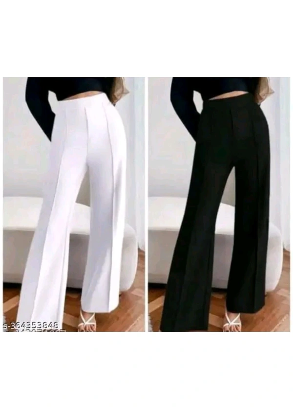 LUXCERA  Women High Rise Trousers Combo Of 2  - White, S