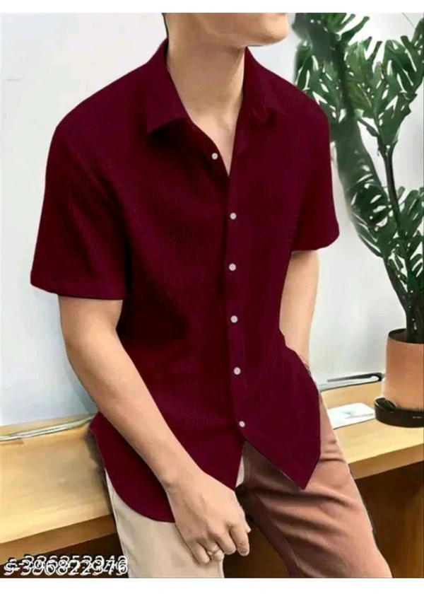LUXCERA  Trendy Glamarous Mens Shirt  - Maroon, S