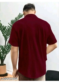 LUXCERA  Trendy Glamarous Mens Shirt  - Maroon, S