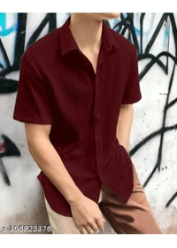 LUXCERA  Trendy Glamarous Mens Shirt  - Maroon, S
