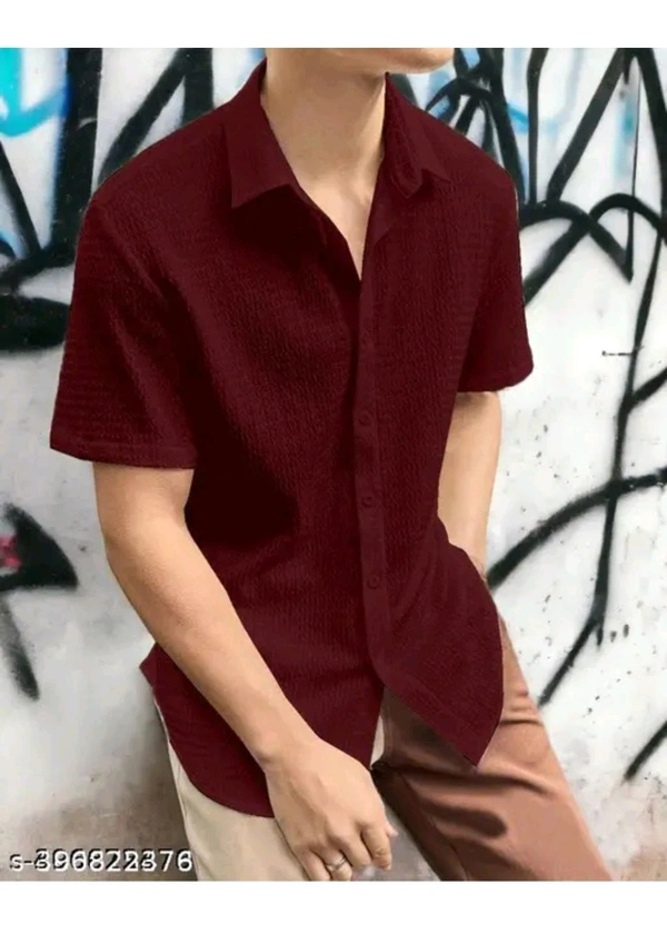 LUXCERA  Trendy Glamarous Mens Shirt  - Maroon, S