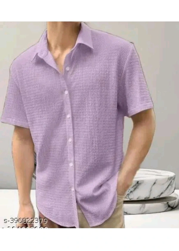 LUXCERA  Trendy Glamarous Mens Shirt  - Lavender Rose, S
