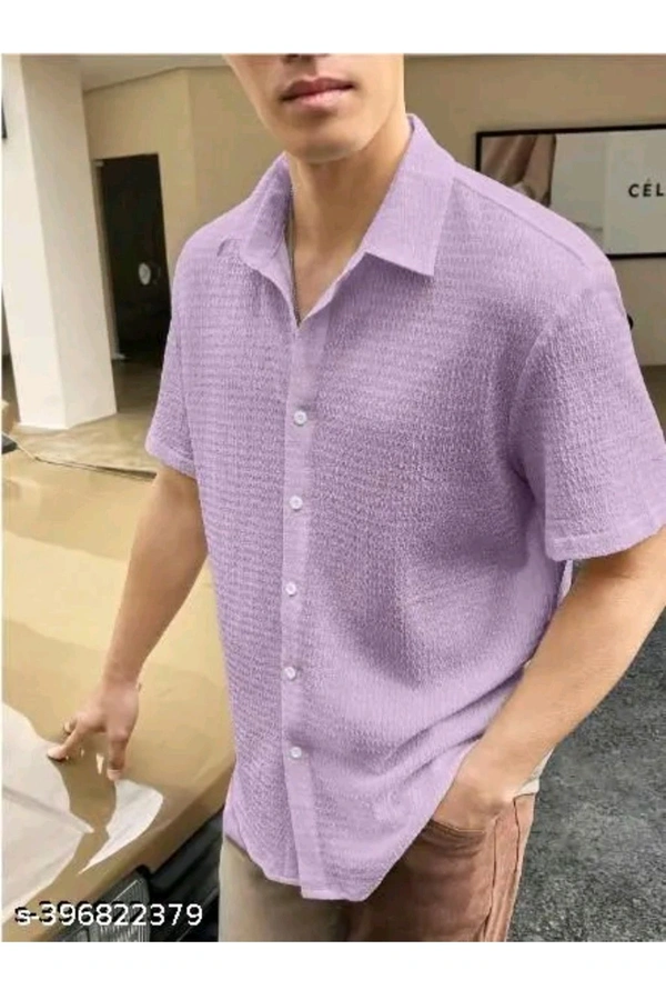 LUXCERA  Trendy Glamarous Mens Shirt  - Lavender Rose, S