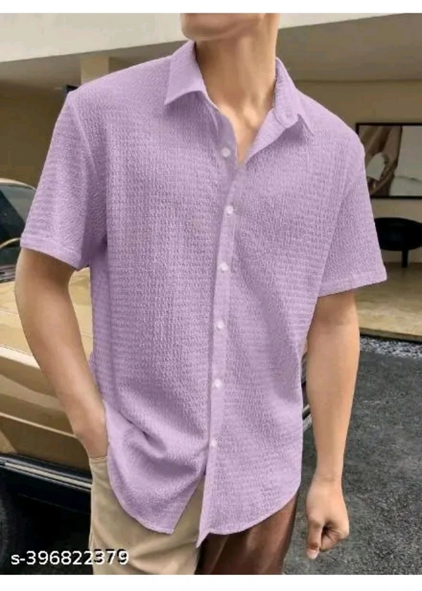 LUXCERA  Trendy Glamarous Mens Shirt  - Lavender Rose, S