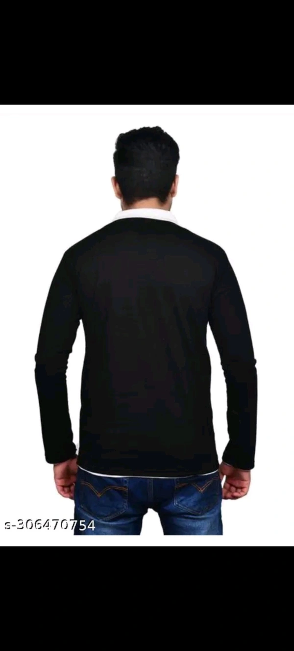 LUXCERA  Color Attached Mens T-shirt  - Black, XL
