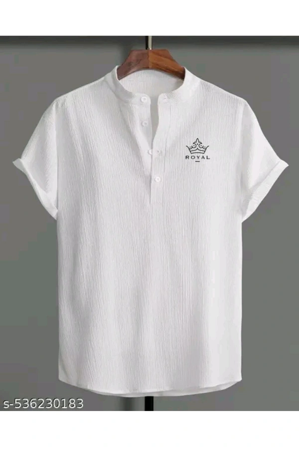 LUXCERA  Popcorn Short Sleev Kurta For Mens Casual Party Wear  - White, XXL