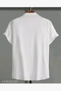 LUXCERA  Popcorn Short Sleev Kurta For Mens Casual Party Wear  - White, XXL