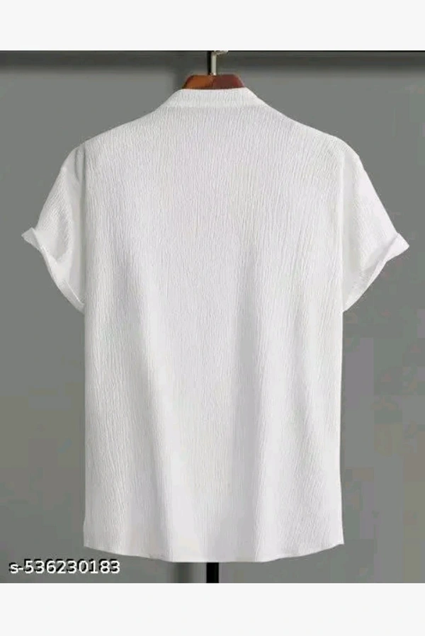 LUXCERA  Popcorn Short Sleev Kurta For Mens Casual Party Wear  - White, XXL