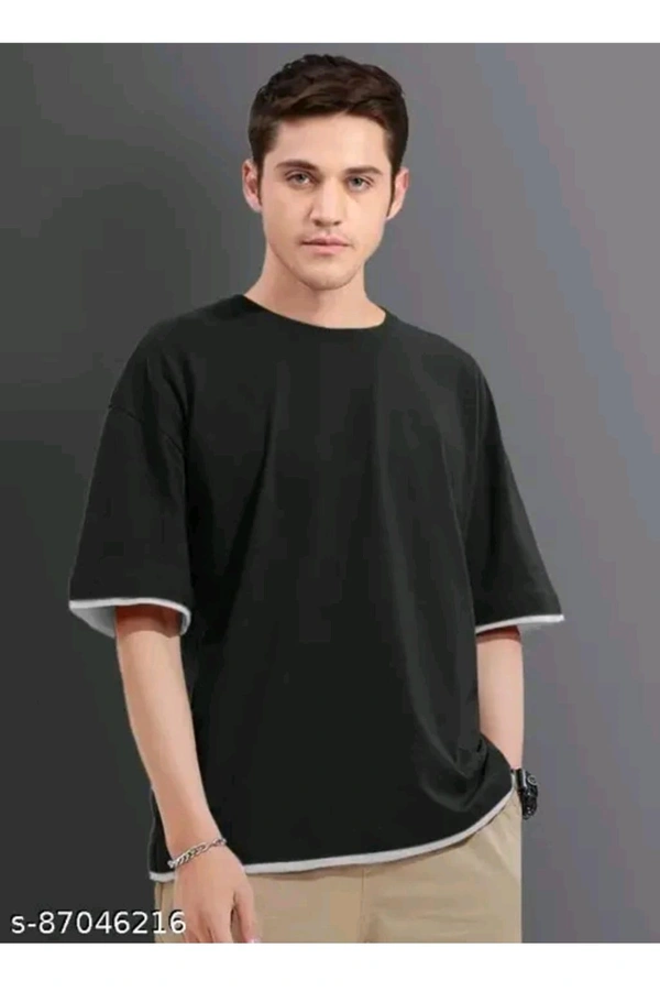 LUXCERA  Over Sized T-shirt For Men  - Black, XXL