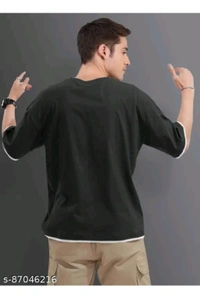 LUXCERA  Over Sized T-shirt For Men  - Black, XXL