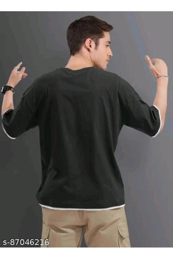 LUXCERA  Over Sized T-shirt For Men  - Black, XXL