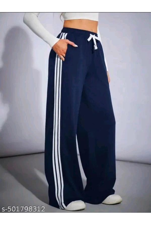 Women's Lycra Strip Trouser  - Navy Blue, S