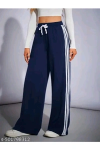 Women's Lycra Strip Trouser  - Navy Blue, L