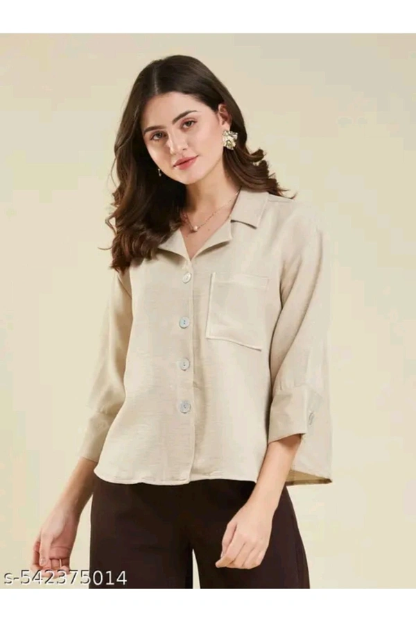 Women's Trendy Casual Shirt  - Beige, S