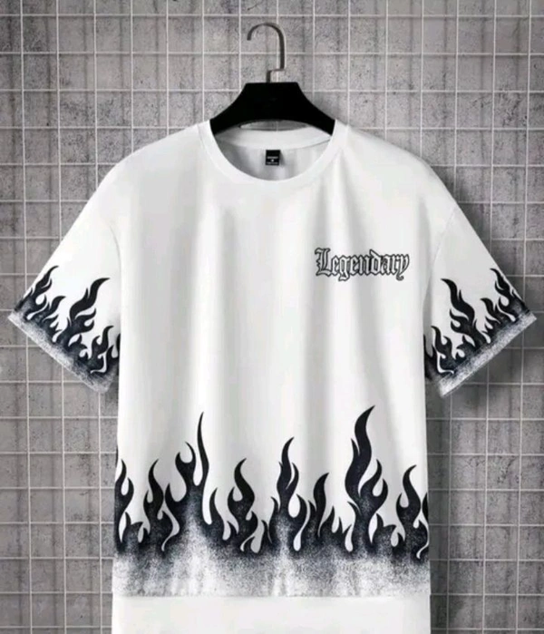 Men' Legendry Flame ' Print Tshirt  - White, L