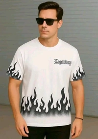 Men' Legendry Flame ' Print Tshirt  - White, L