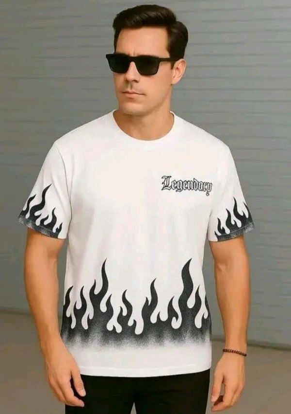 Men' Legendry Flame ' Print Tshirt  - White, L