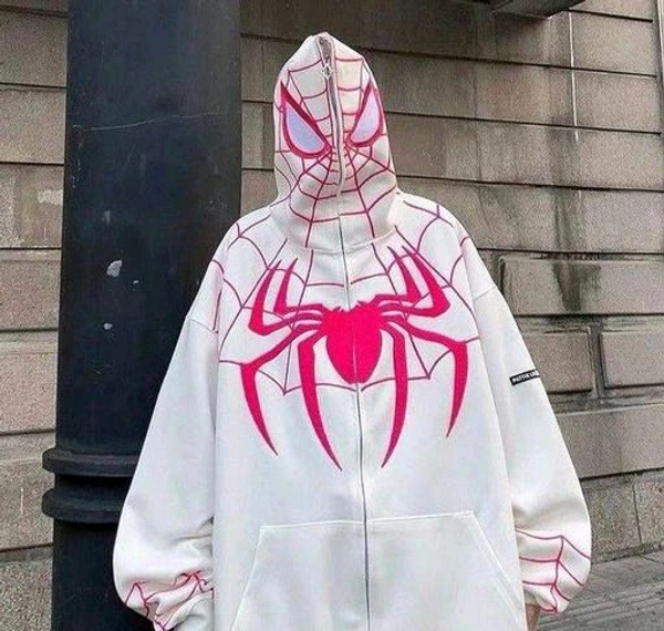 White Spider Print  - White, XXL