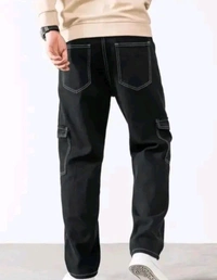 Men Cargo Jeans  - Black, 28