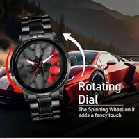 3d car Wheel Watch For Men, Alloy Strap,3d Watch Dial (Red Colour)