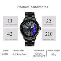 3d car Wheel Watch For Men, Alloy Strap,3d Watch Dial (Blue Colour)