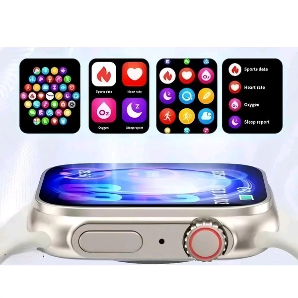 T800 Ultra Unisex Smartwatch For Men And Women, Wireless Charging, Orange Strap 