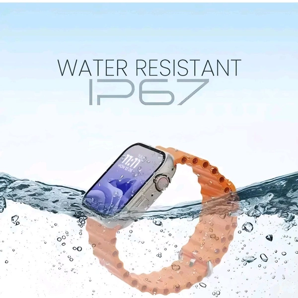 T800 Ultra Unisex Smartwatch For Men And Women, Wireless Charging, Orange Strap 