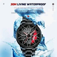 3d car Wheel Watch For Men, Alloy Strap,3d Watch Dial (Green Colour)