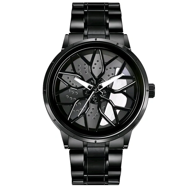 3d car Wheel Watch For Men, Alloy Strap,3d Watch Dial (White Colour)