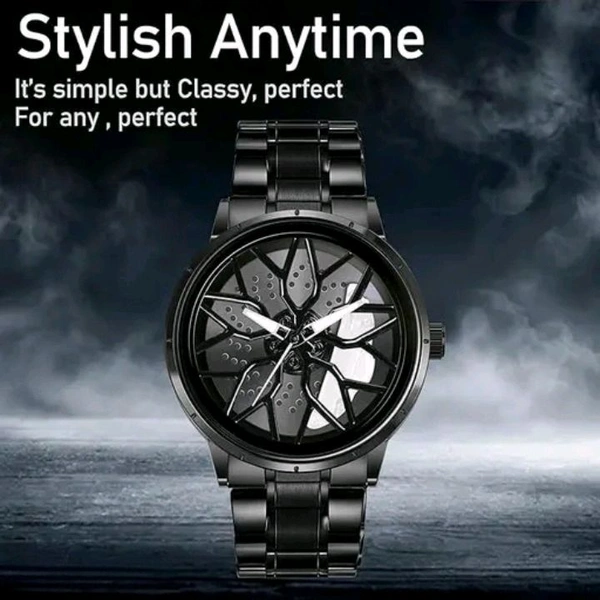 3d car Wheel Watch For Men, Alloy Strap,3d Watch Dial (White Colour)