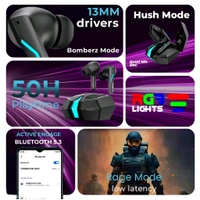 Gaming Earbuds With 13mm Drivers, 50hr Backup, 40ms Latency, RGB LED 