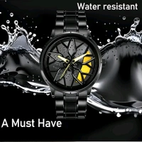 3d car Wheel Watch For Men, Alloy Strap,3d Watch Dial (Yellow Colour)