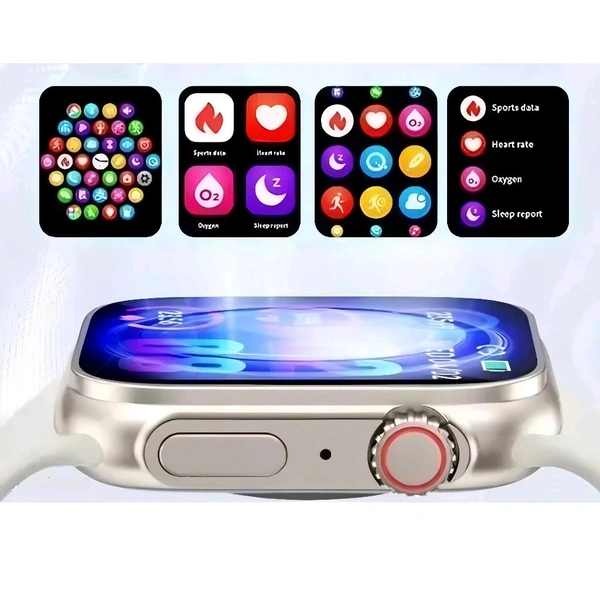 T800 Ultra Unisex Smartwatch For Men And Women, Wireless Charging, Orange Strap 