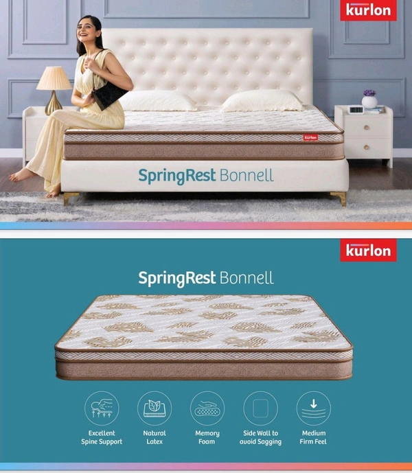 Kurlon SpringRest Bonnel Popular Mattress 7 Inch / 8 Inch Pocket Spring Mattresses - 72 X 30, 7 Inch Thickness