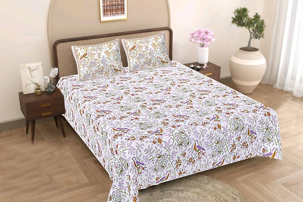 Jaipur King Size Bed Sheet Double bedsheet 108 Inch X 108 Inch With 2 Pillow Cover