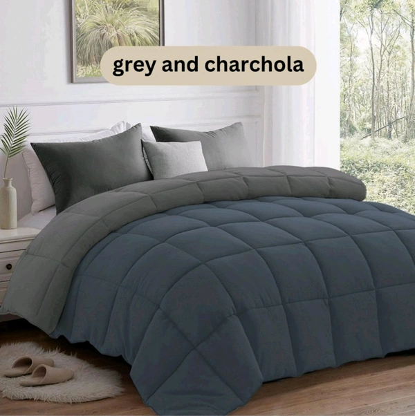 Comforter Single Bed Size Heavy Quality Very Soft Feel Reviersable Comforter Grey And Charcoal Plain - 1.50 M X 2.24 M