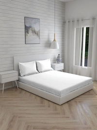 King size Bed Sheet Plain 400 Tc Cotton Double Bed sheet White Premium Quality Heavy Thread Count - 2.74 M X 2.74 M