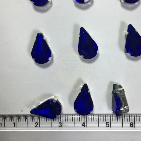 Teardrop Clip Clip Stone 12x 8mm - Blue, 10 Pieces