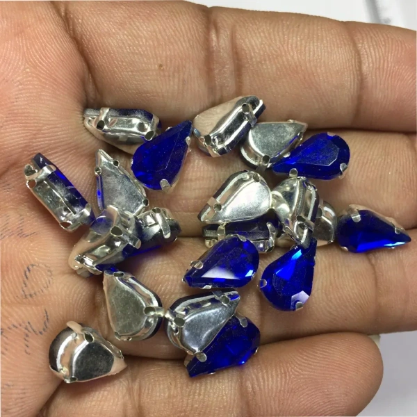 Teardrop Clip Clip Stone 12x 8mm - Blue, 10 Pieces