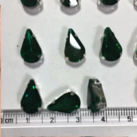 Teardrop Clip Clip Stone 12x 8mm - Green, 10 Pieces