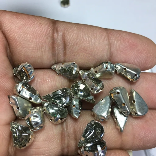 Teardrop Clip Clip Stone 12x 8mm - Gray, 10 Pieces