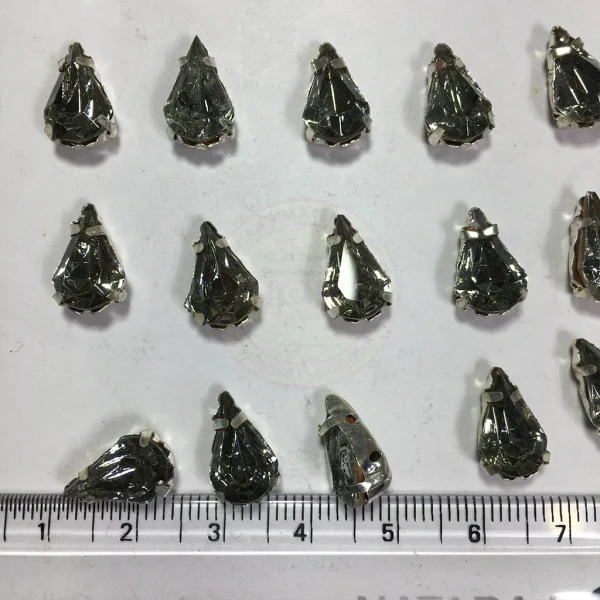 Teardrop Clip Clip Stone 12x 8mm - Gray, 10 Pieces