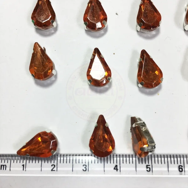 Teardrop Clip Clip Stone 12x 8mm - Orange, 10 Pieces